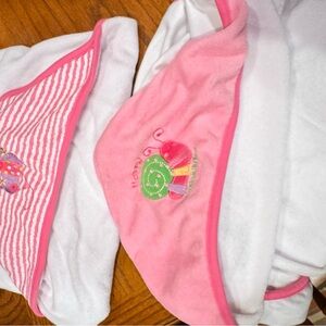 Pink and White Baby Hooded Towels